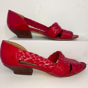 Liz Claiborne Red Woven Leather D’orsay Fl…